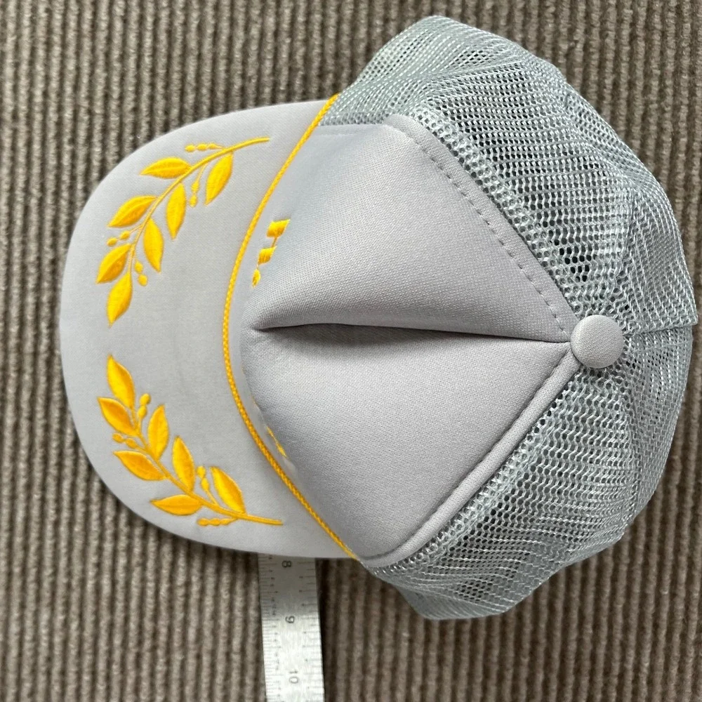 Vintage Hawaii Trucker Hat Gray Gold Embroidered Laurel Snapback Mesh Cap NWOT‎